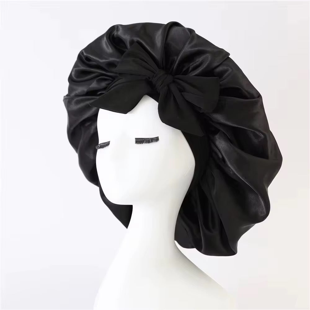Bonnet en satin noir- Lot de 2| Orynea Hair care