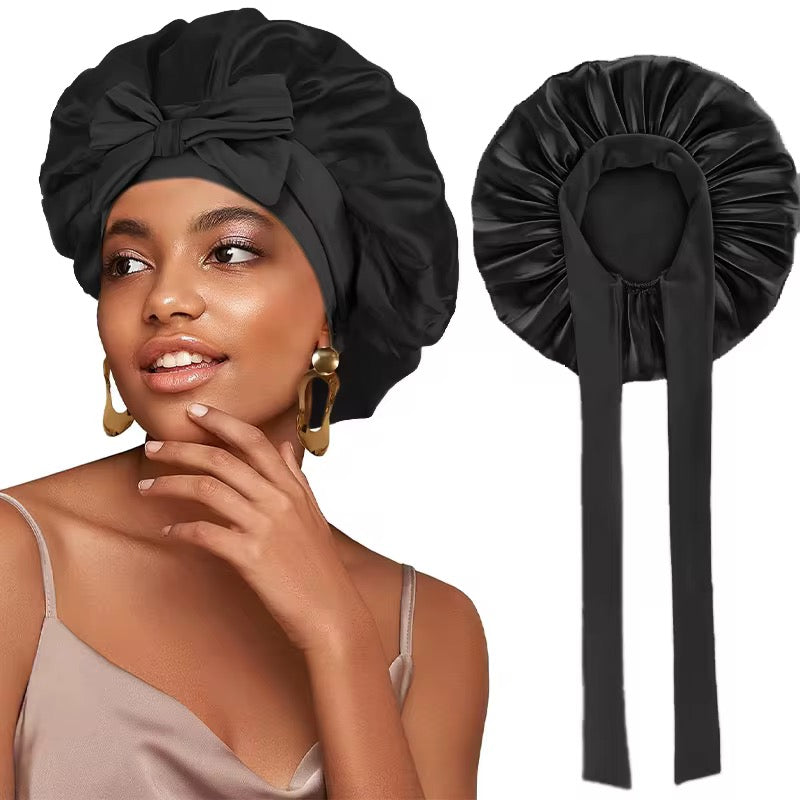Bonnet en satin noir- Lot de 2| Orynea Hair care